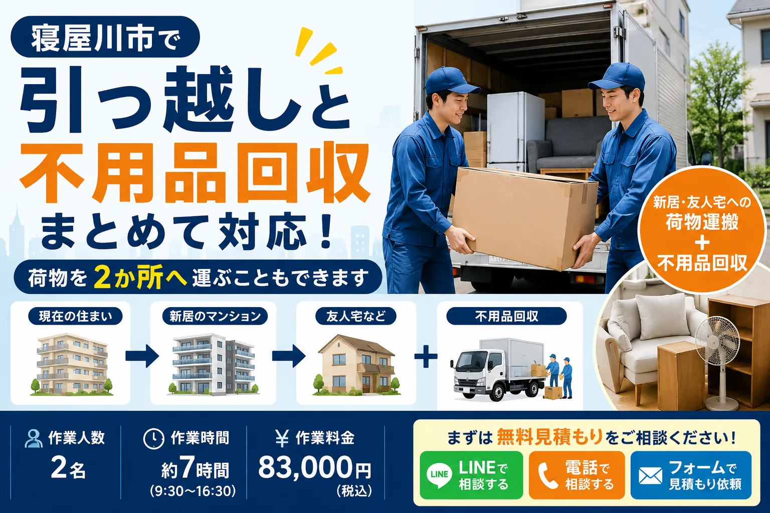 寝屋川市の引っ越し・不用品回収